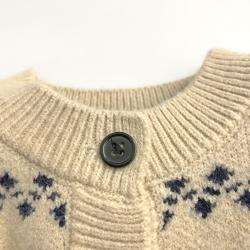 Toddler Beige Vintage Jacquard Button Vest