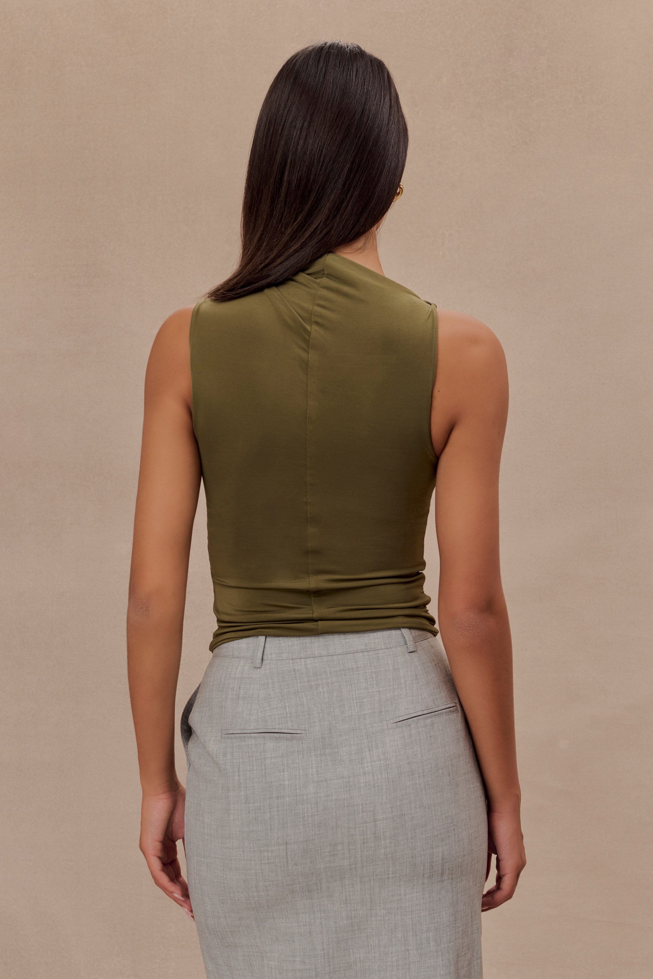 Olive Sleeveless Slinky Top