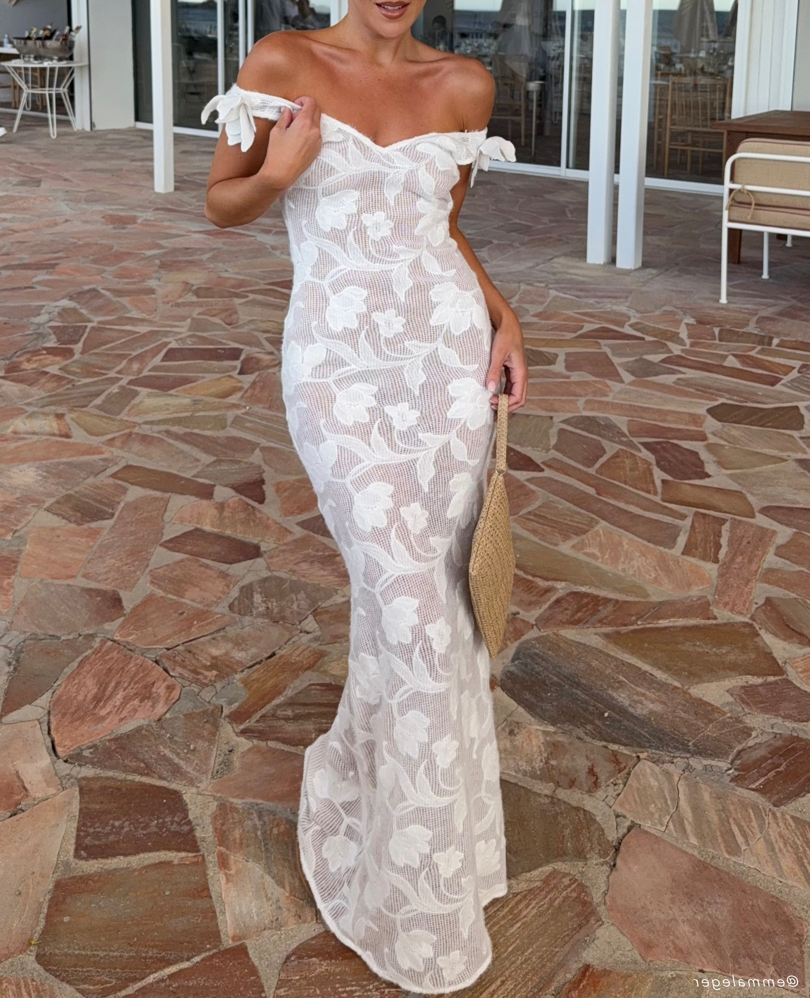 Ivory Floral Sheer Maxi Dress