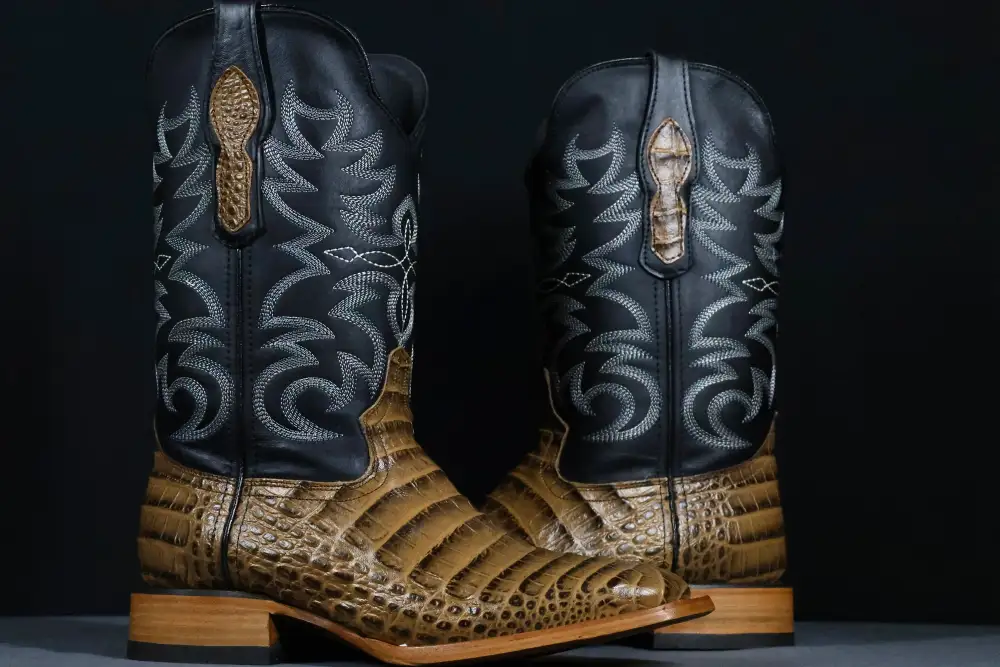 Men’s Honey American Gator Belly Leather Boots—Square Toe