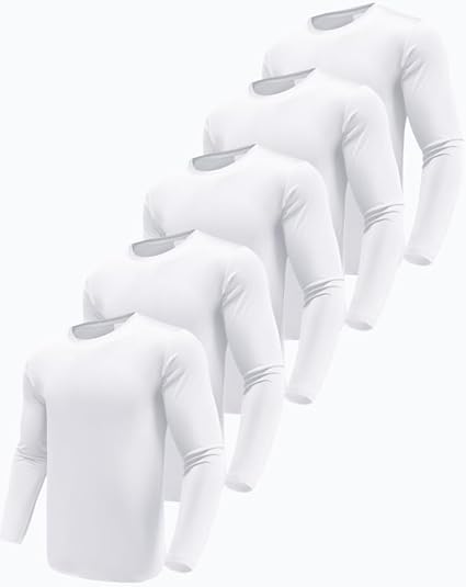 5 PIECES Long Sleeve Shirts for Men Moisture Wicking Mens Tee Shirts Workout T Shirt for Running workout tops gym outfits