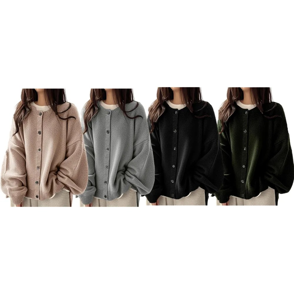 Women's Plain Button Front Knit Cardigan