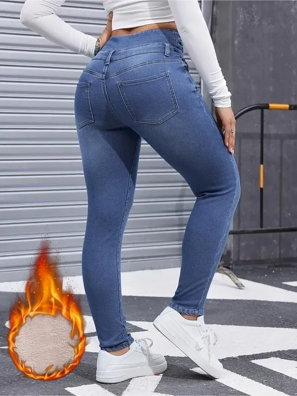 🔥Last Day 89% OFF🔥Women's High Elasticity Fleece Lined Thick Denim Jeans