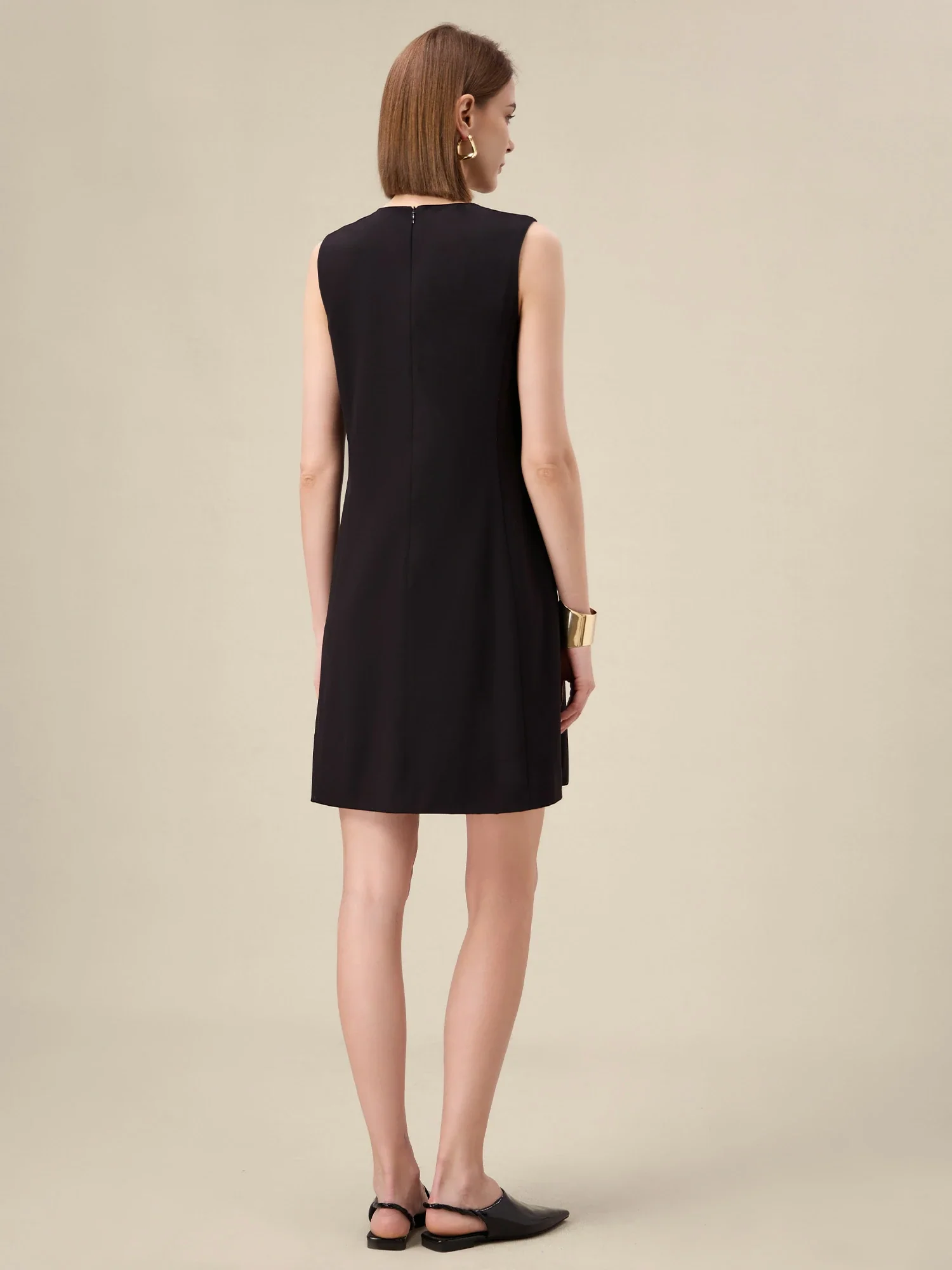 Wool Round Neck Sleeveless Simple Dress