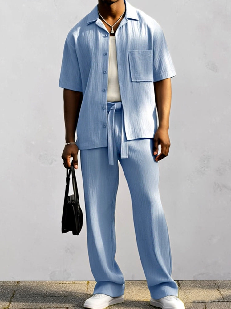 Casual Chic 100% Cotton Shirt Pants Set