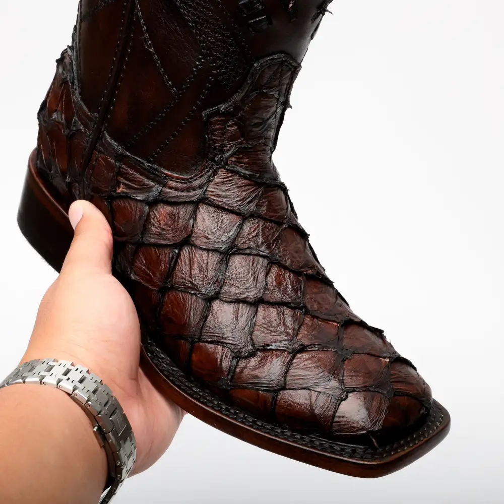 AUTHENTIC Brown Pirarucu Boots - Square Toe