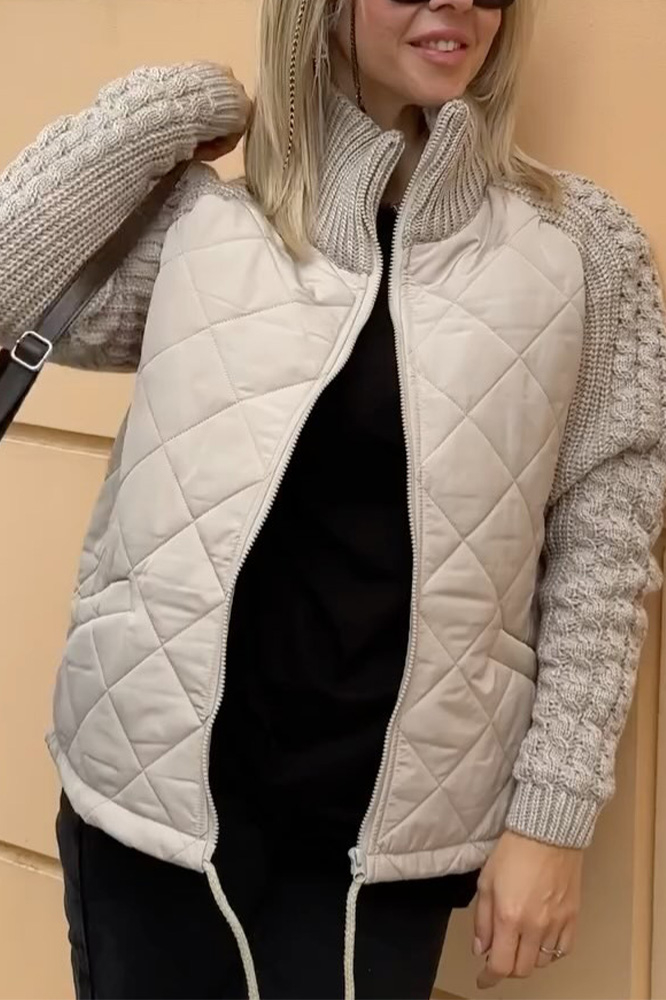 Women's Stylish Knitted Splicing Casual Jacket
