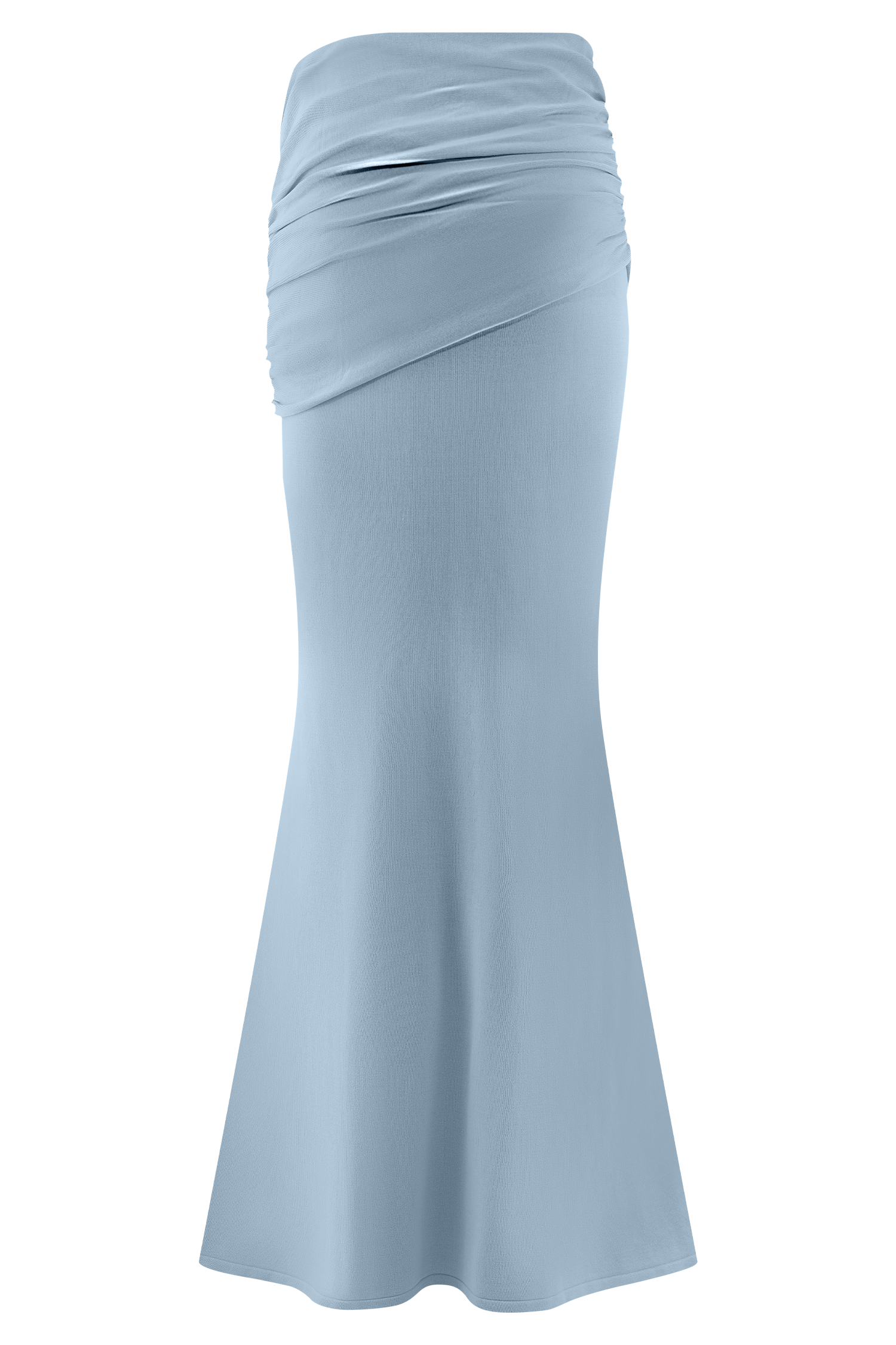 Blue Gathered Knit Maxi Skirt
