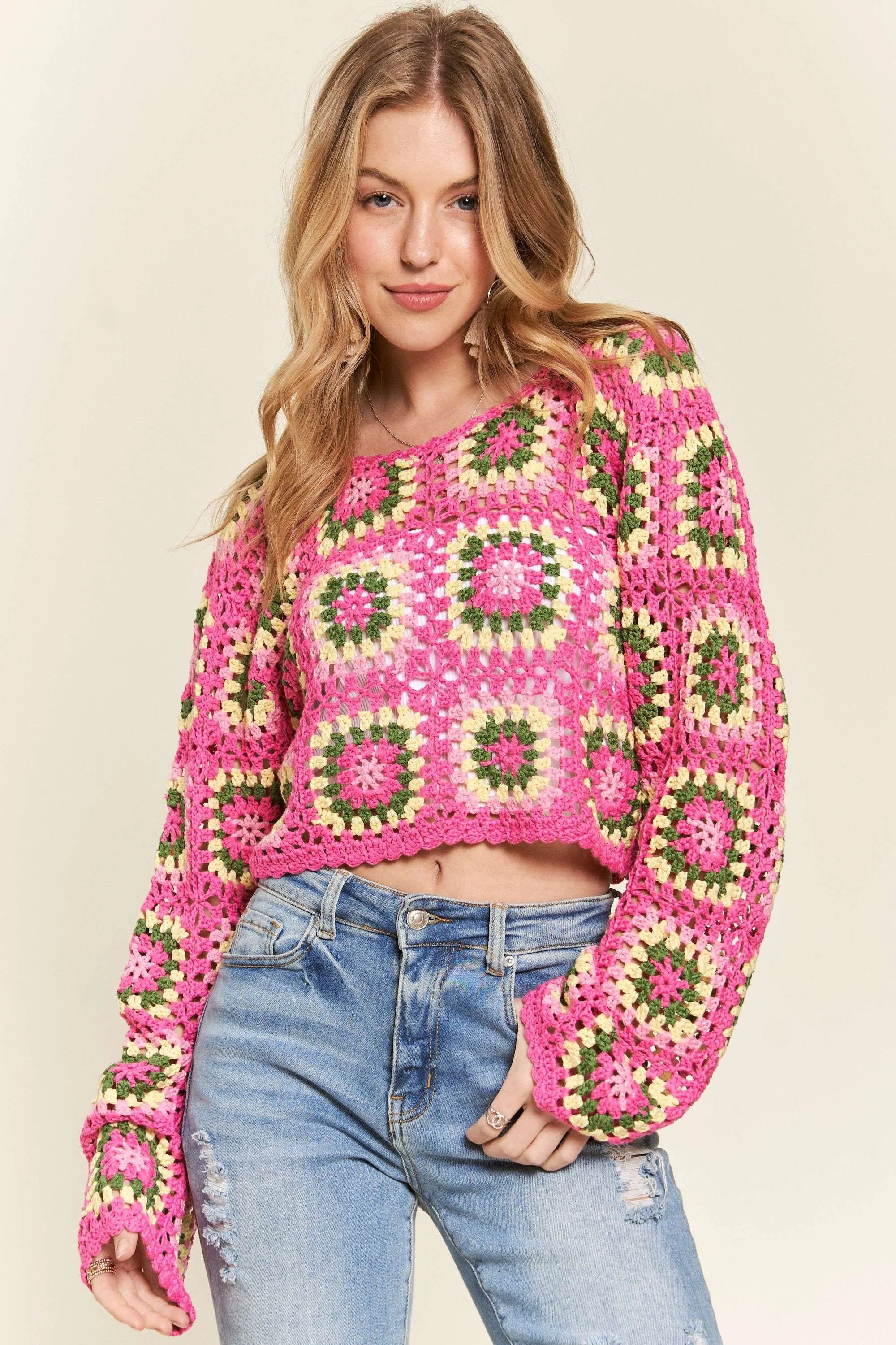 Multicolor Crochet Crop Top