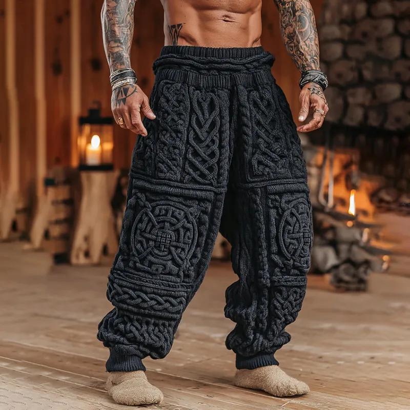 Men's Viking Tribal Celtic Pattern Art Cozy Knit Pants