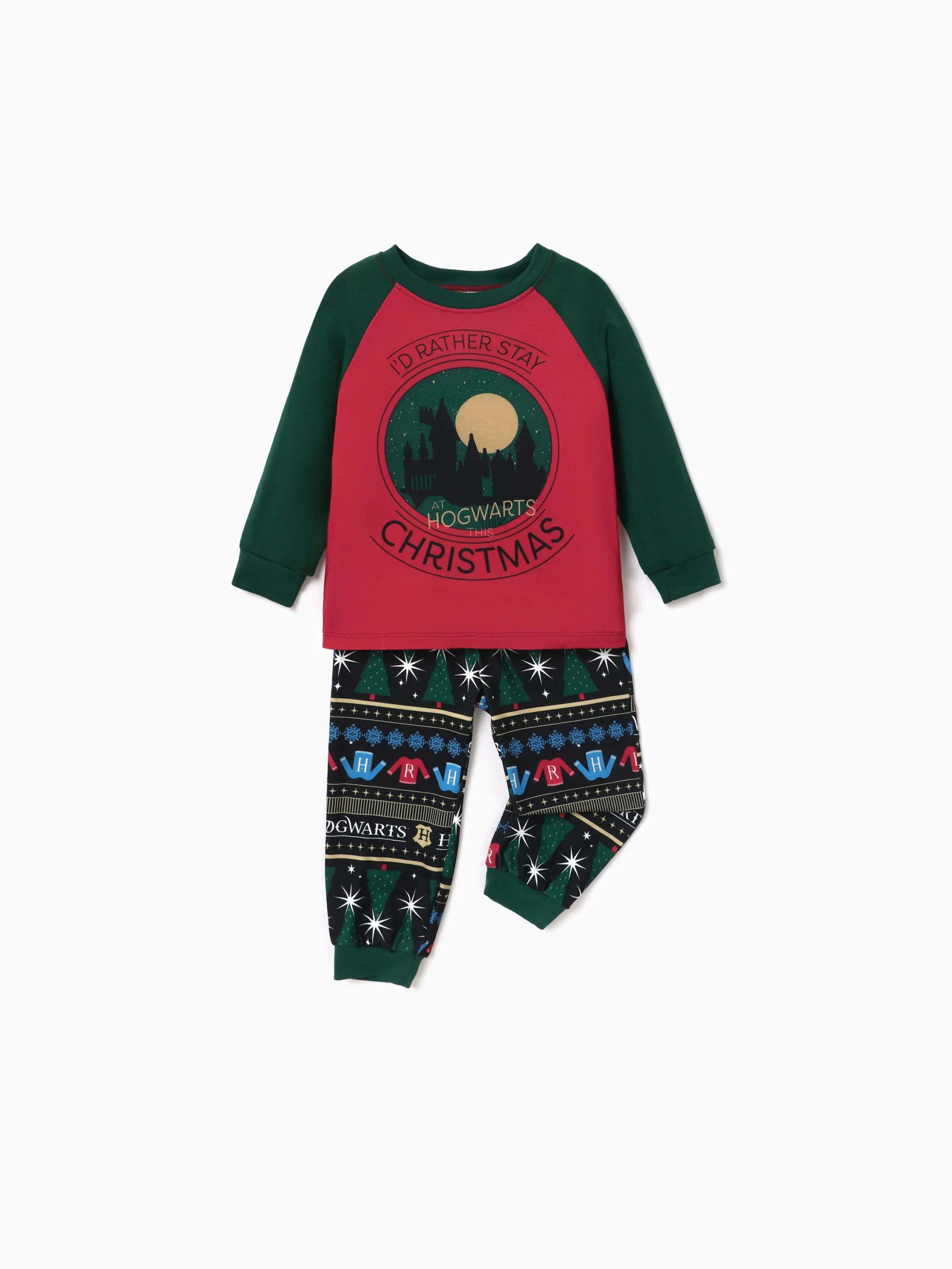 Family Matching Christmas Hogwarts Graphic Pajamas Sets with Christmas Socks