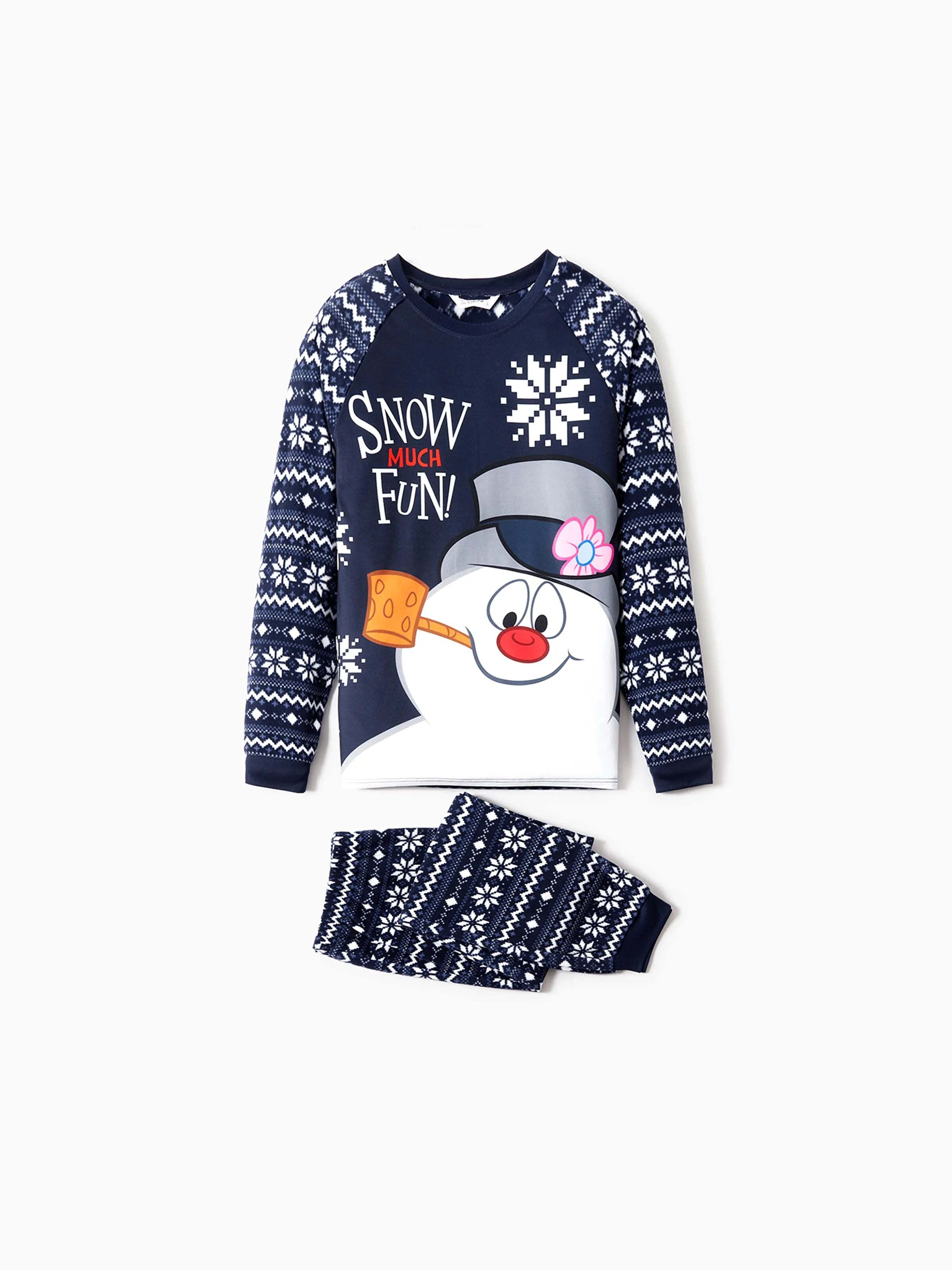 Frosty The Snowman Christmas Fleece with Snowflake Print Pajamas Sets with Christmas Socks