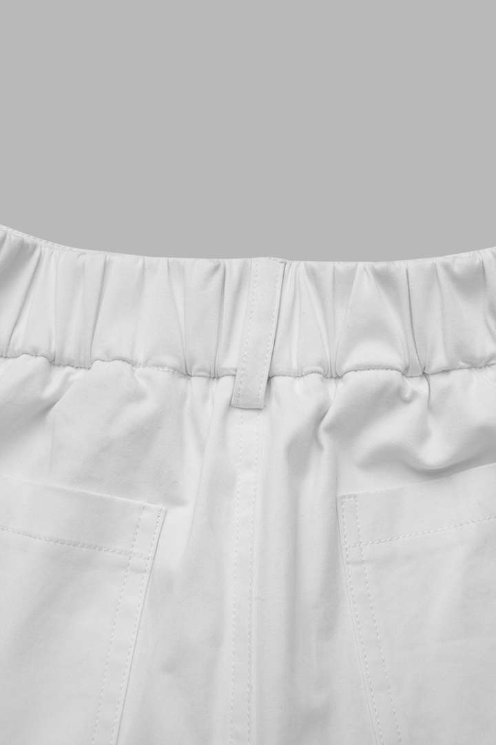 1Solid Multi Pocket Mid Rise Bermuda Cargo Shorts