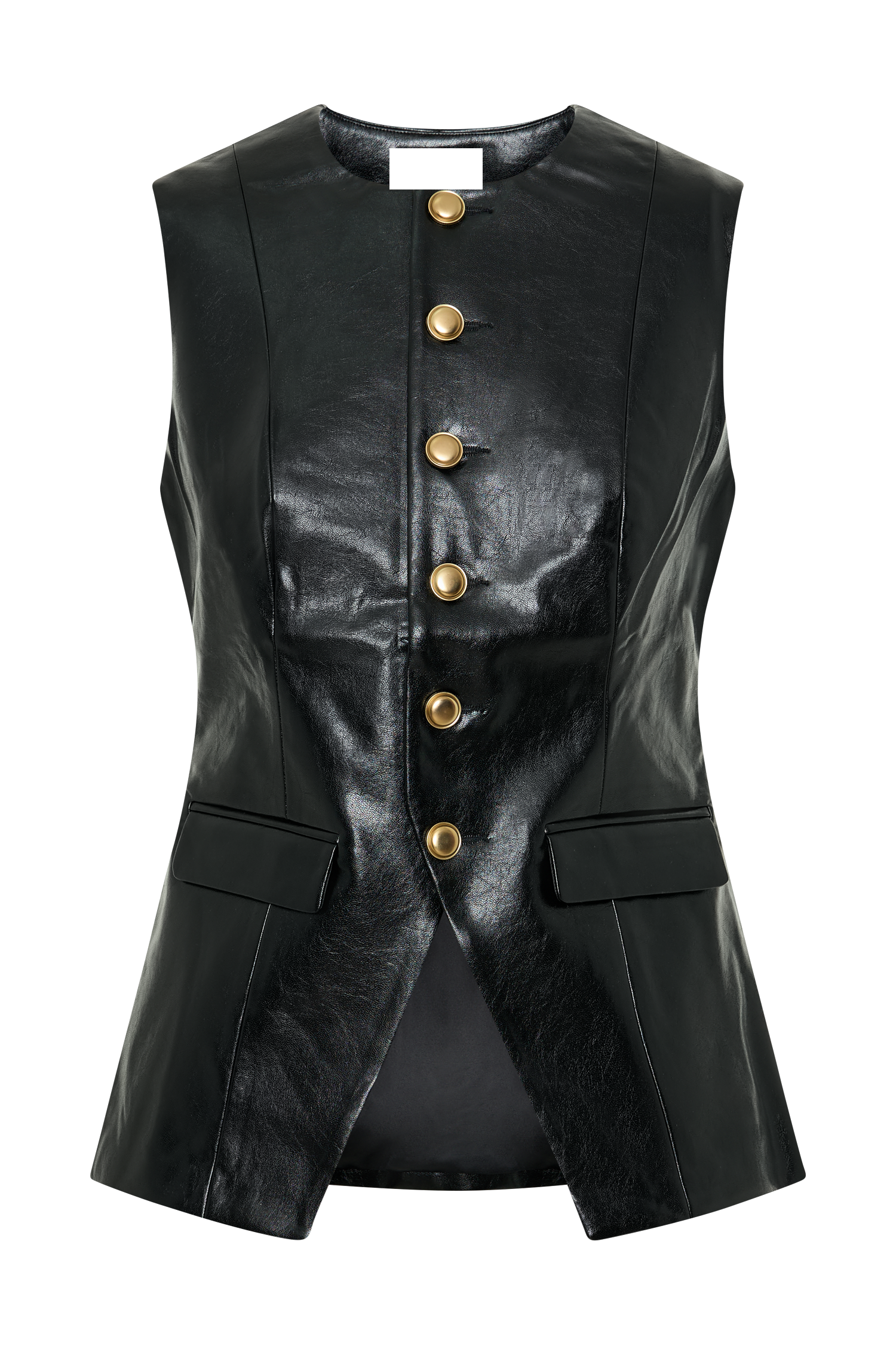Black Faux Leather Sleeveless Vest