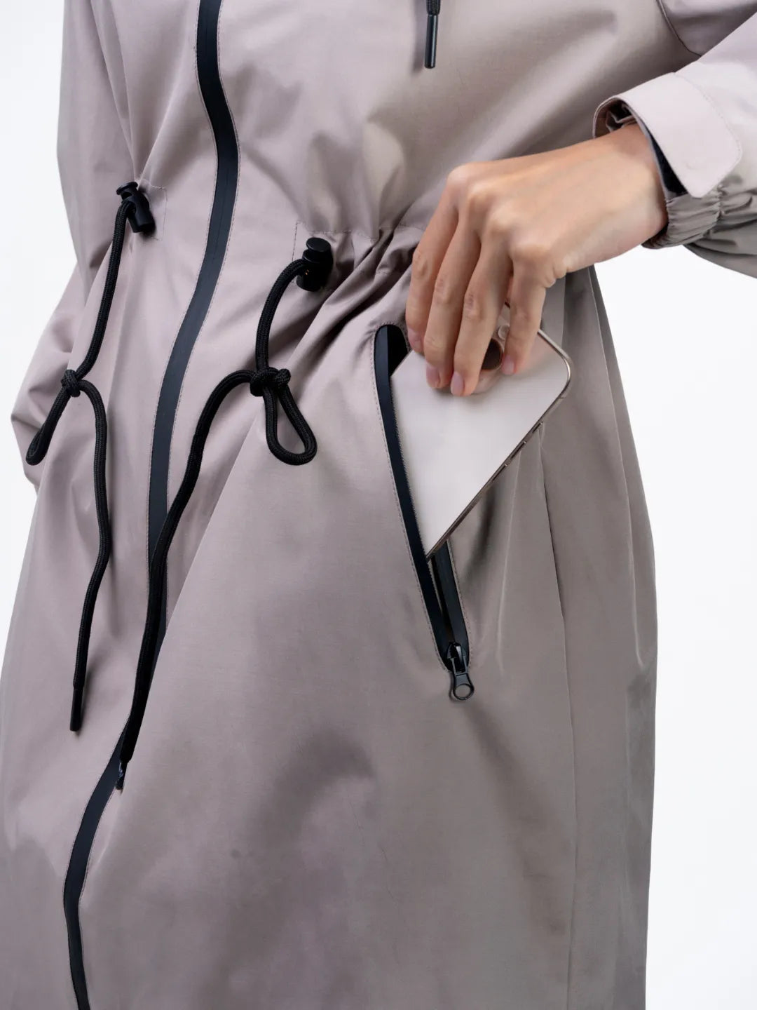 Long Line Waterproof Raincoat With Warmer brushed lining