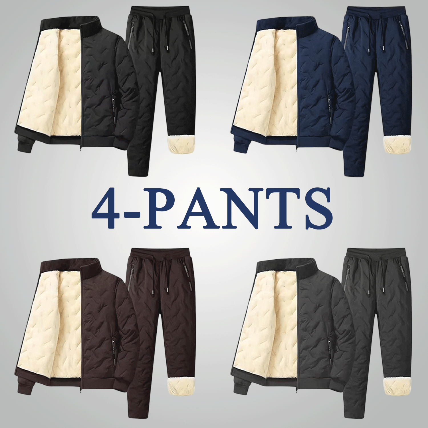 Men’s Warm Fleece-Lined Jacket & Pants 2-Piece Set