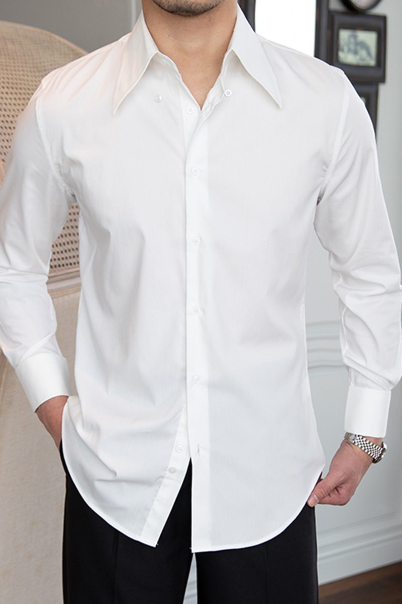 Men's White Wrinkle-resistant  Shirts