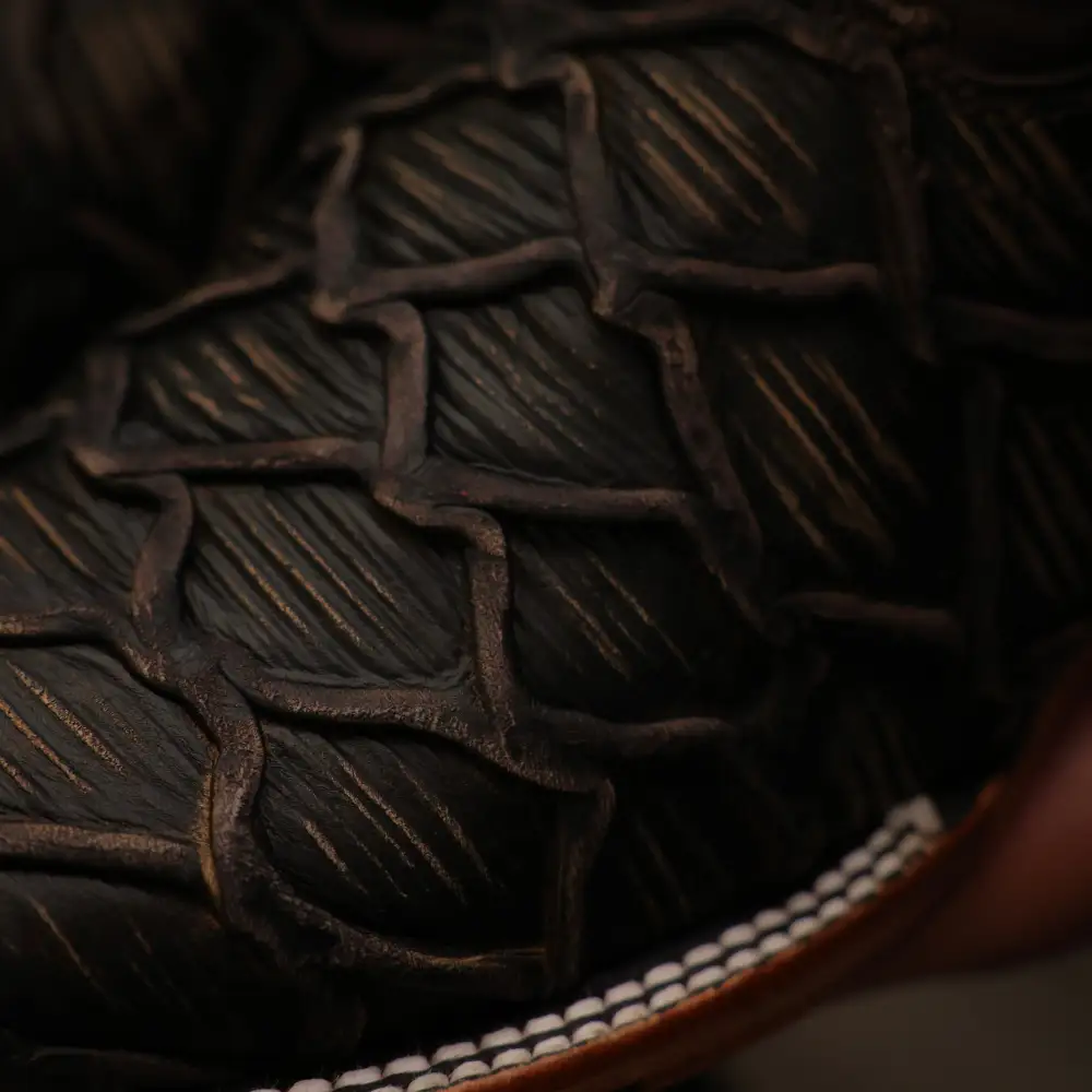 Brown Rustic Pirarucu Leather Boots - Square Toe