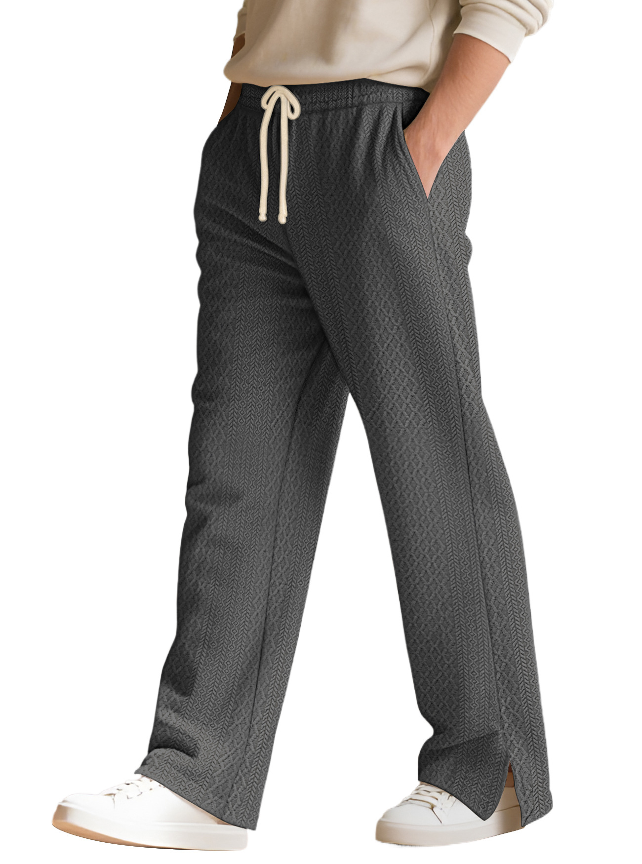Men's Waffle Drawstring Sportswear Straight Pants