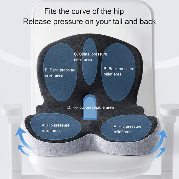 Non-Slip Memory Foam Seat, L-Shaped Integrated Lumbar Support