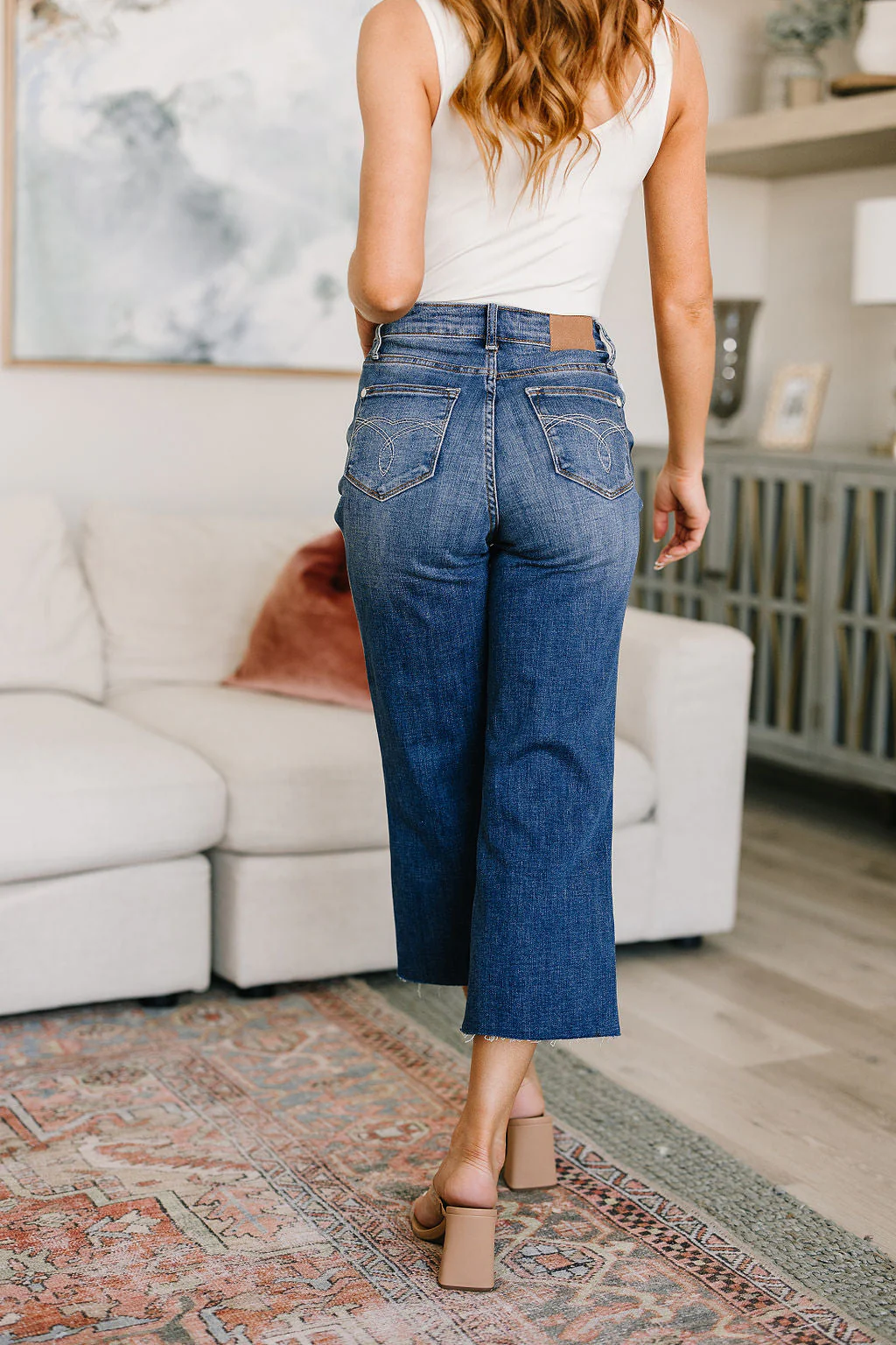 High Rise Wide Leg Crop Jeans