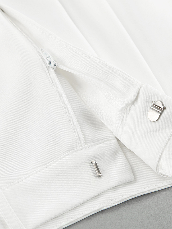 No Belt Pleated Pockets Solid Color High Waisted Loose Trousers Suit Pants