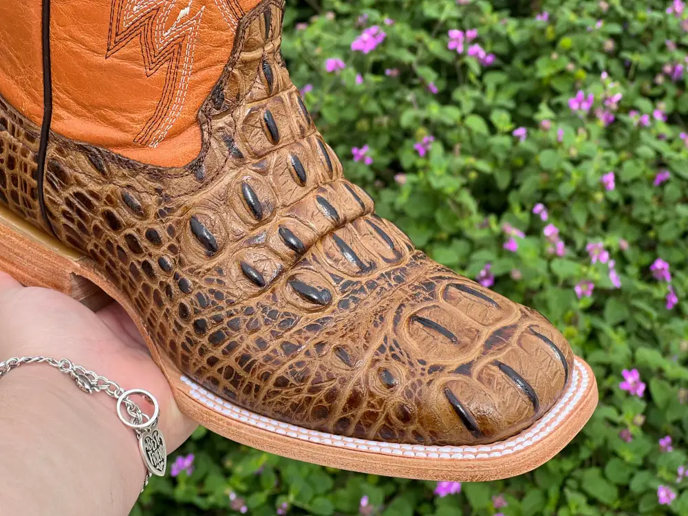 Men’s Honey Crocodile Leather Boots With Orange Shaft