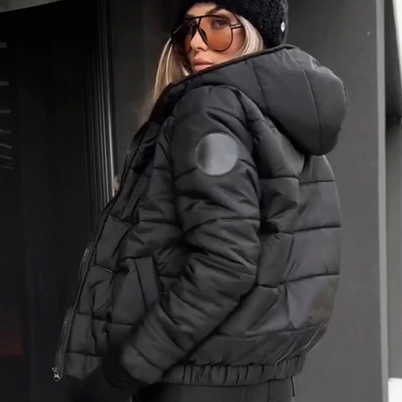 Damen lässige, warme Jacke mit Kapuze