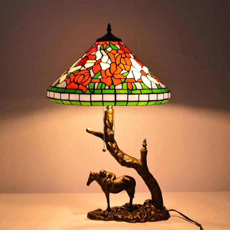 Tiffany Horse-Base Table Lamps