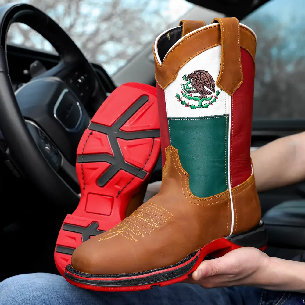 Honey MEXICO Flag Leather Work Boots - Composite Toe