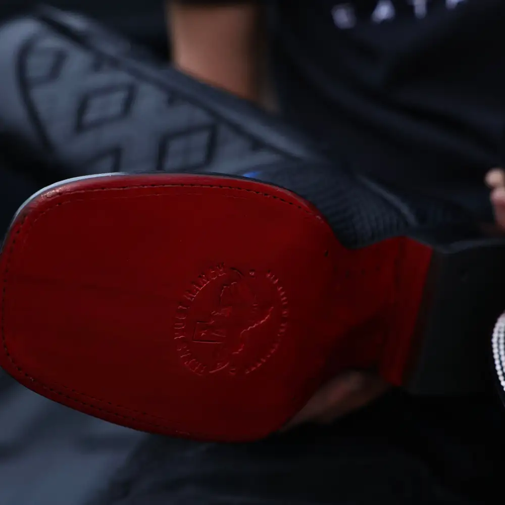 Royal Blue & Black Python Leather Boots - Square Toe