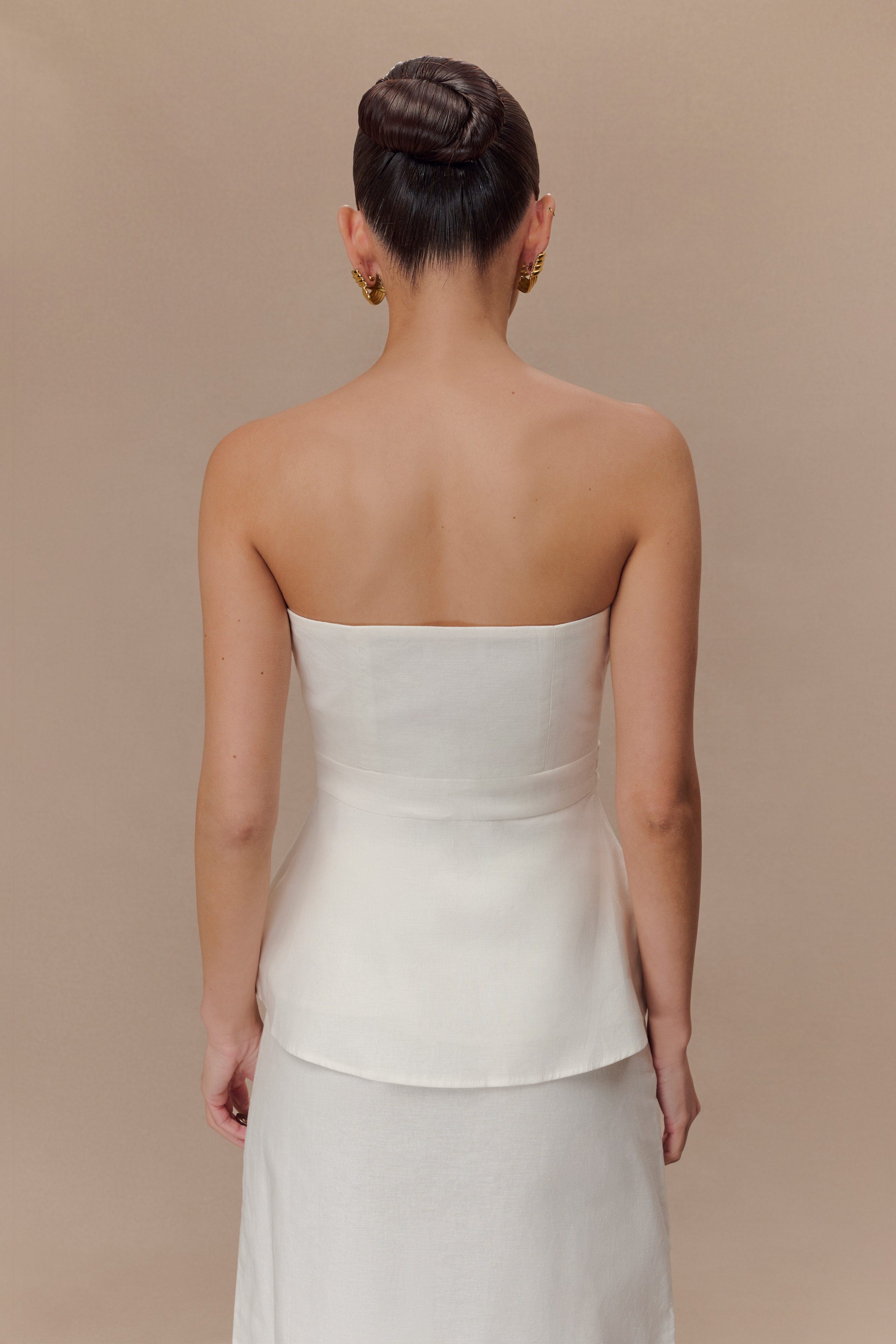 Ivory Strapless Linen Top