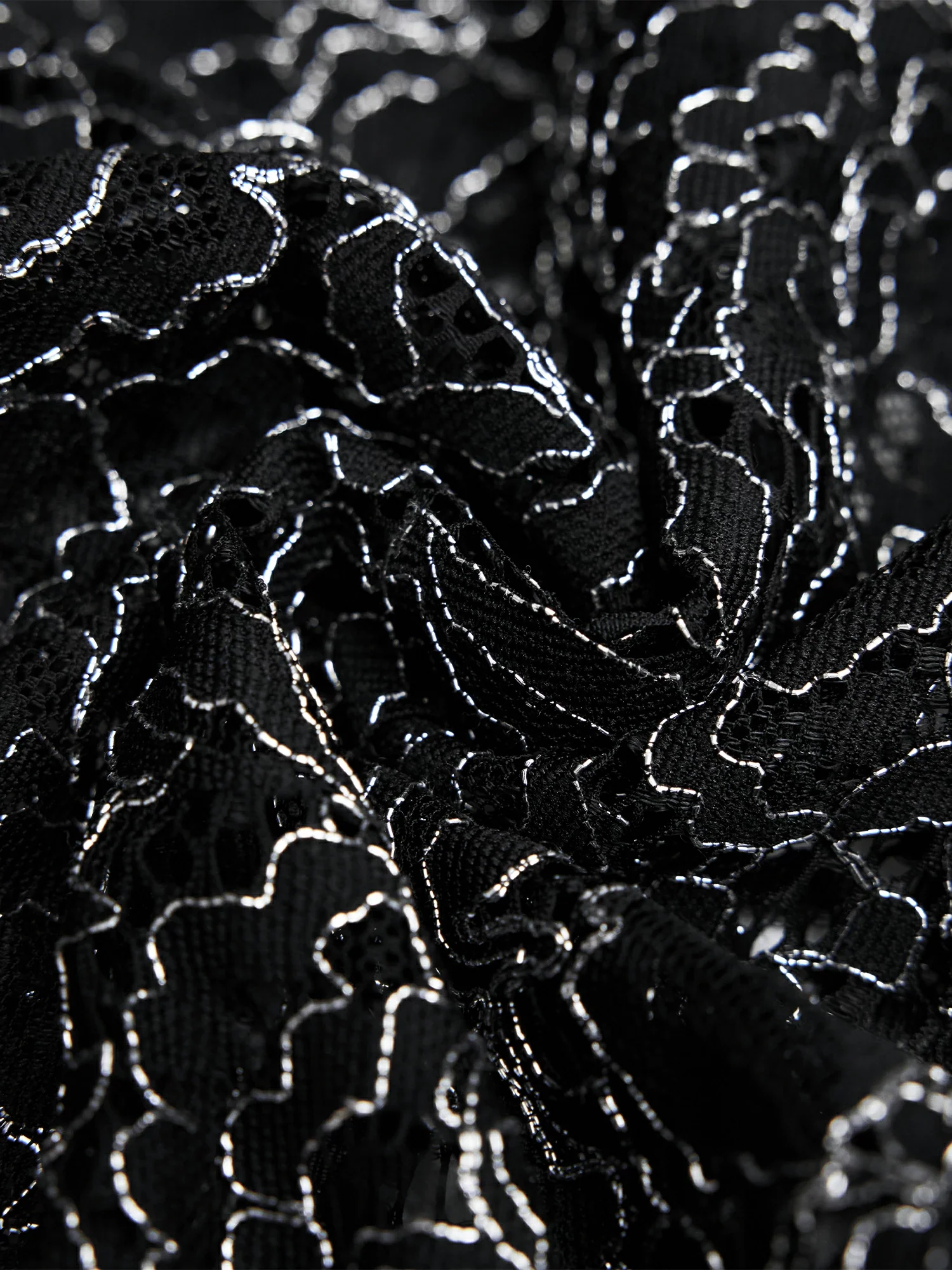 Silver Metallic Lace Cami Fishtail Dress