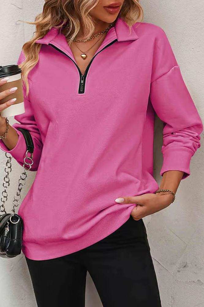 Women's solid color polo collar casual top