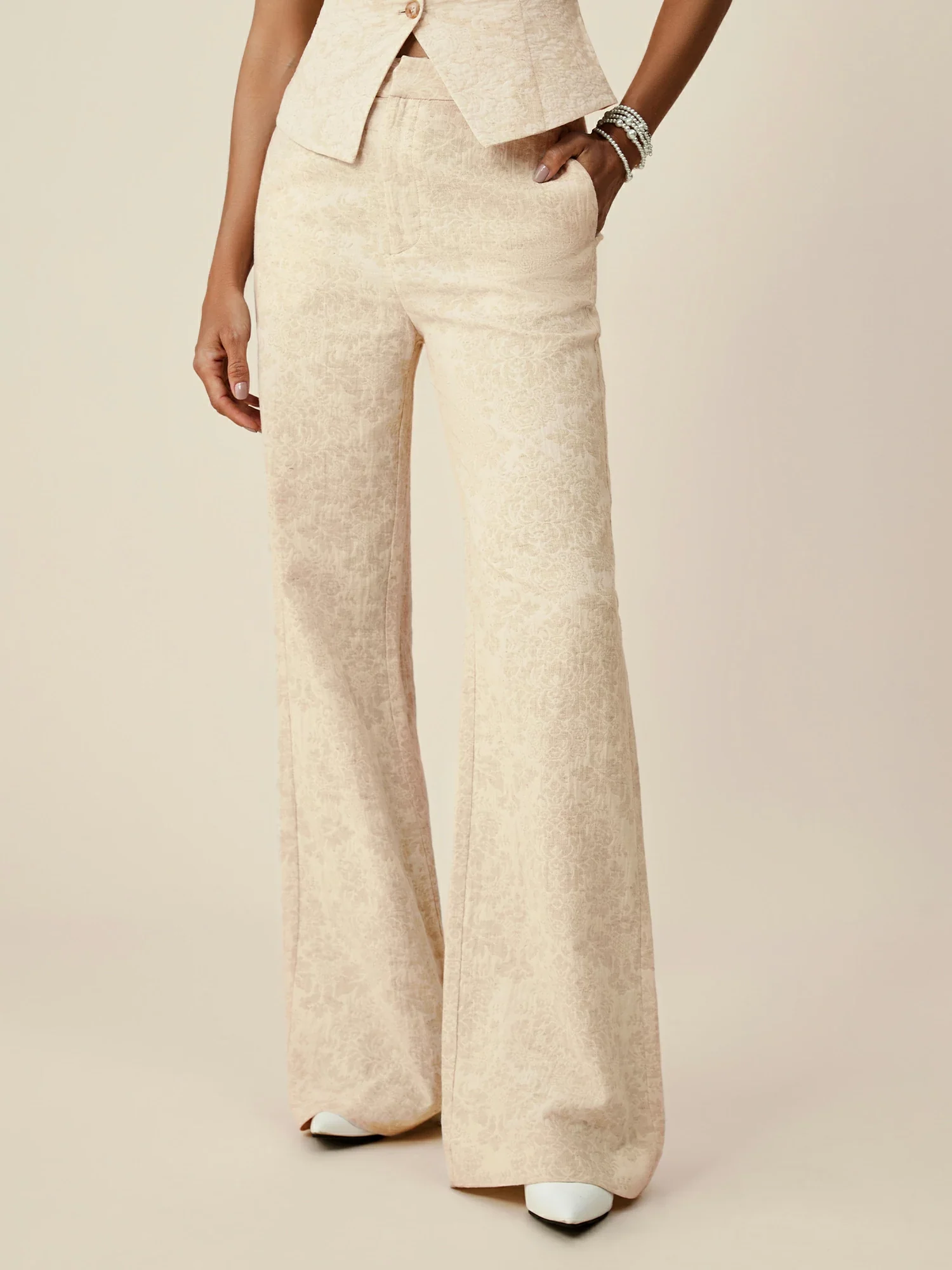 Cotton & Linen Jacquard Suit Pants