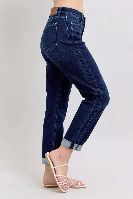 Blue Full Size High Waist Boyfriend Jeans Plus Size