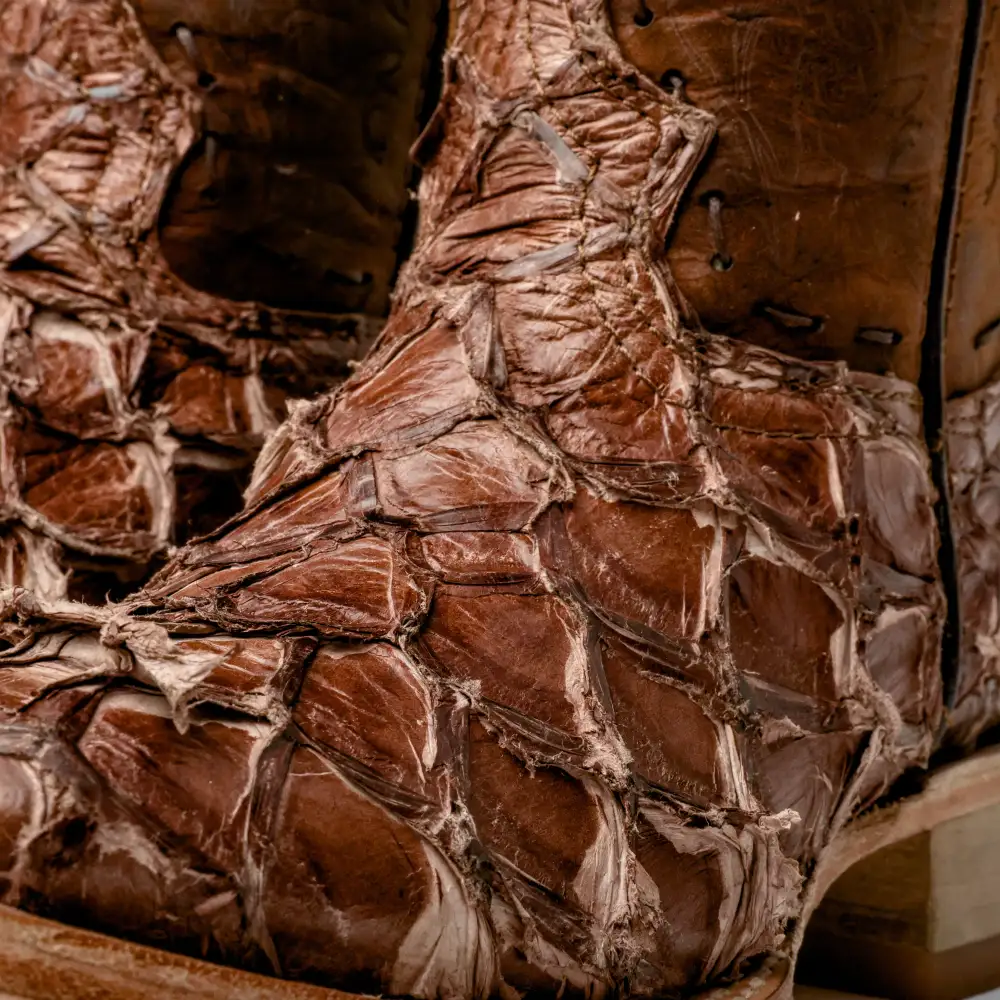 GENUINE Cinnamon Pirarucu Boots - Square Toe