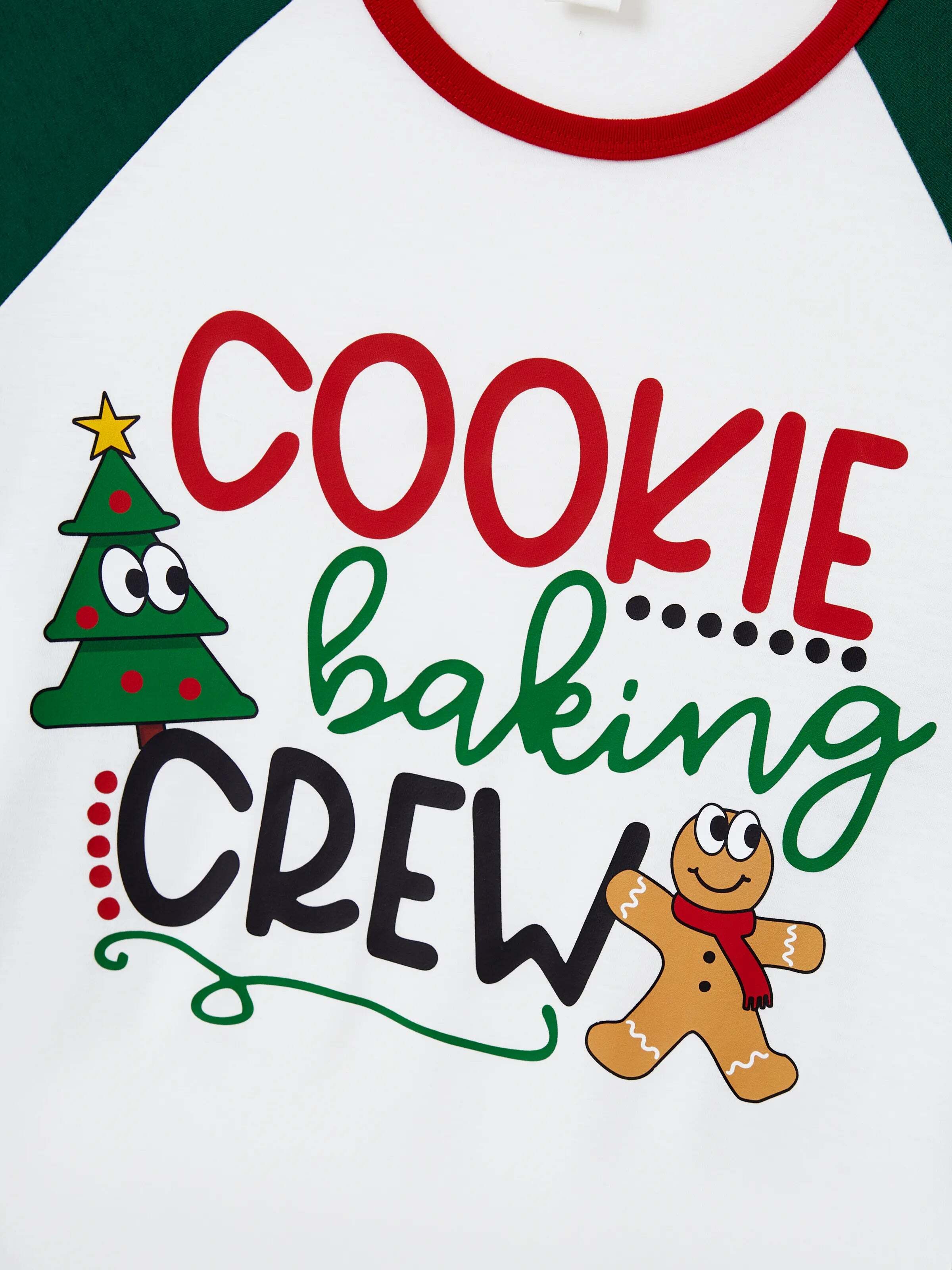Christmas Matching Family Pajamas Set Gingerbread and Christmas Tree Green and White PJS with Christmas Socks Dark Green