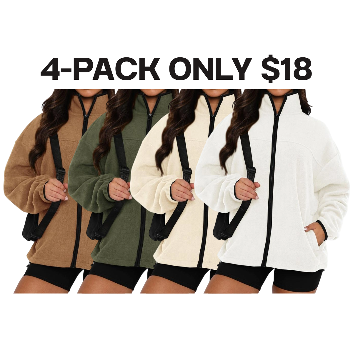 Women's Zip Up Baggy Basic Fleece Jacket