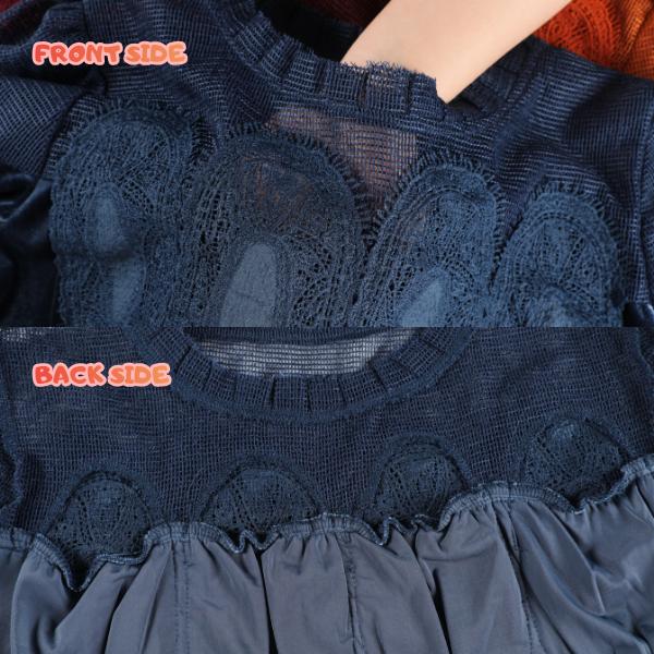 Women’s Elegant Velvet Lace Long Sleeve Blouse