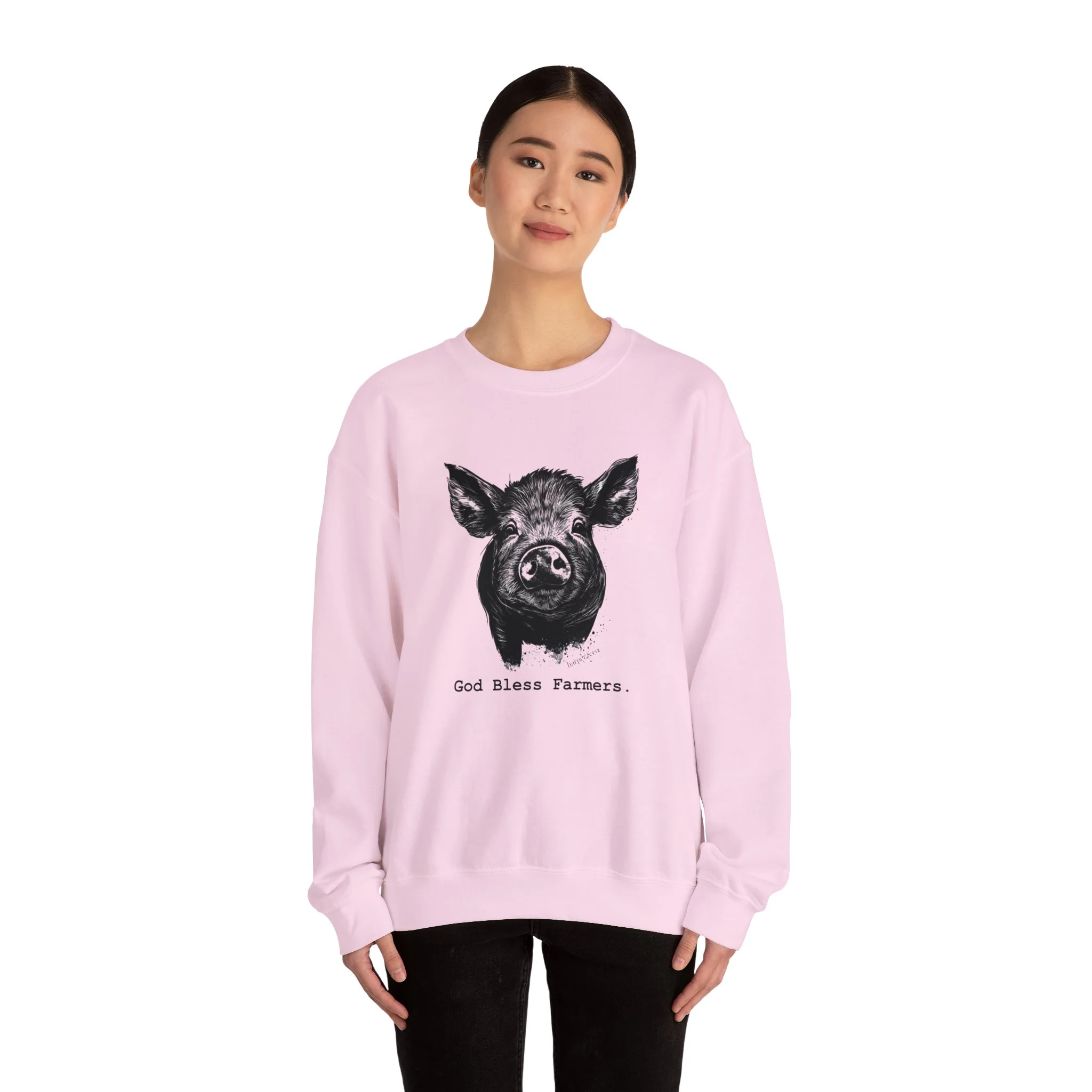 God Bless Farmers Pig Unisex Heavy Blend? Crewneck Sweatshirt