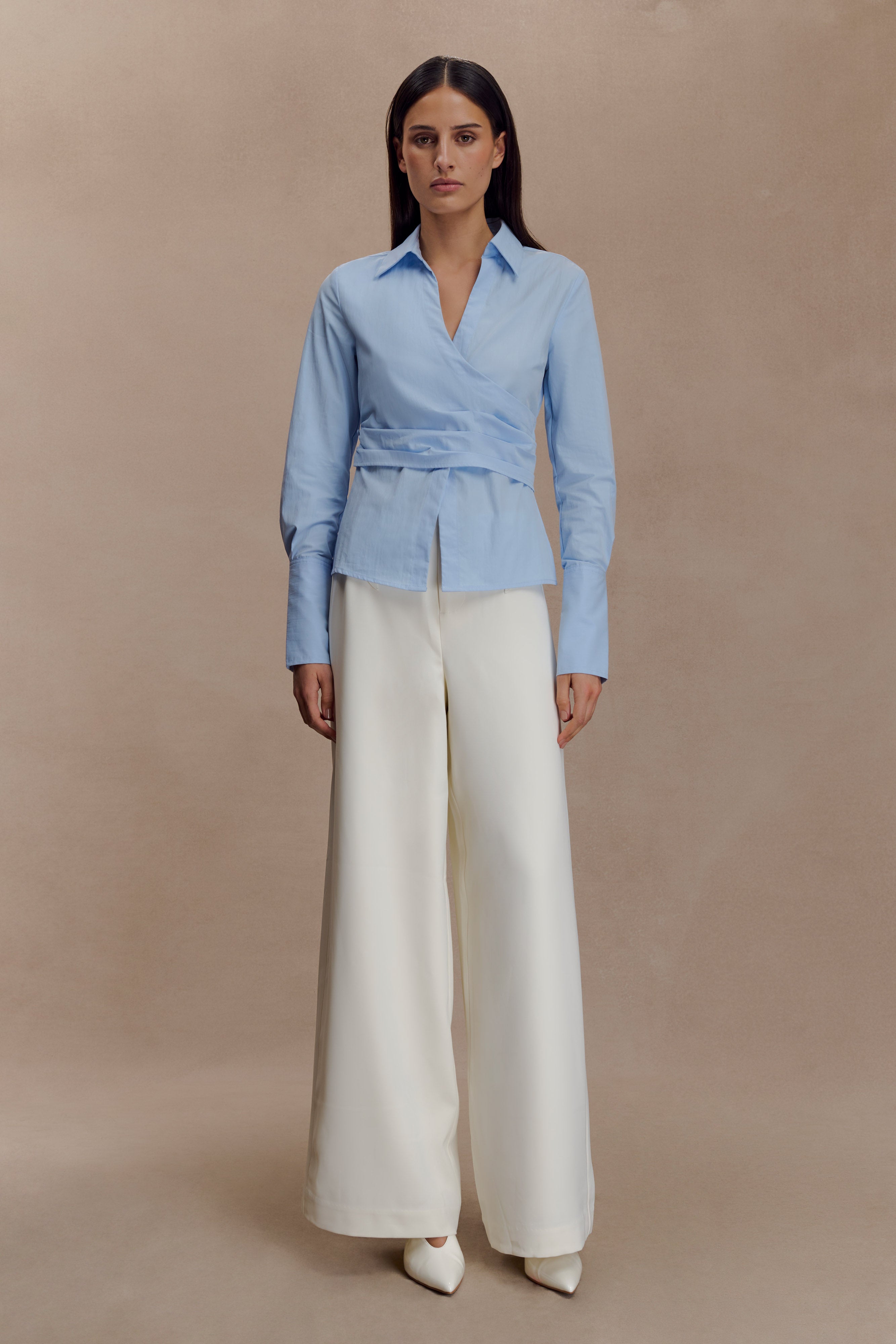 Blue Wrap Cotton Shirt