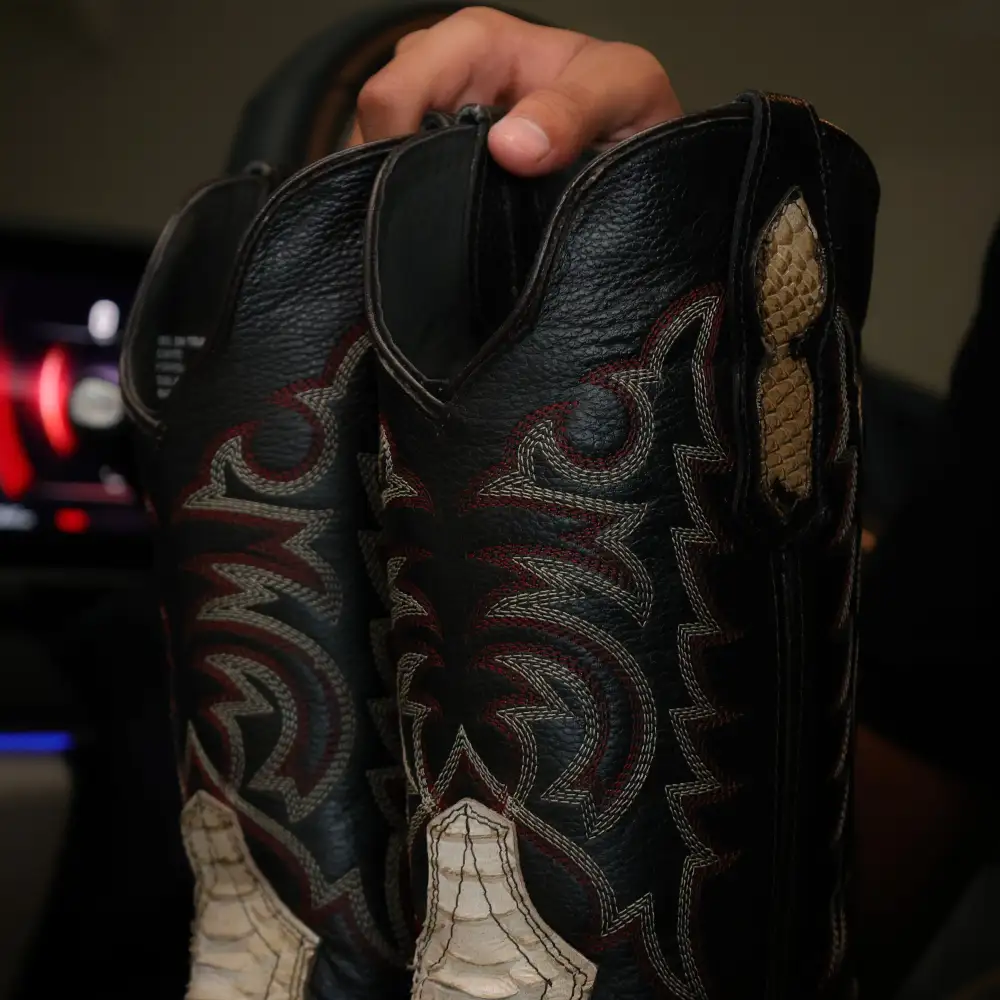 Natural Python Leather Boots — Square Toe