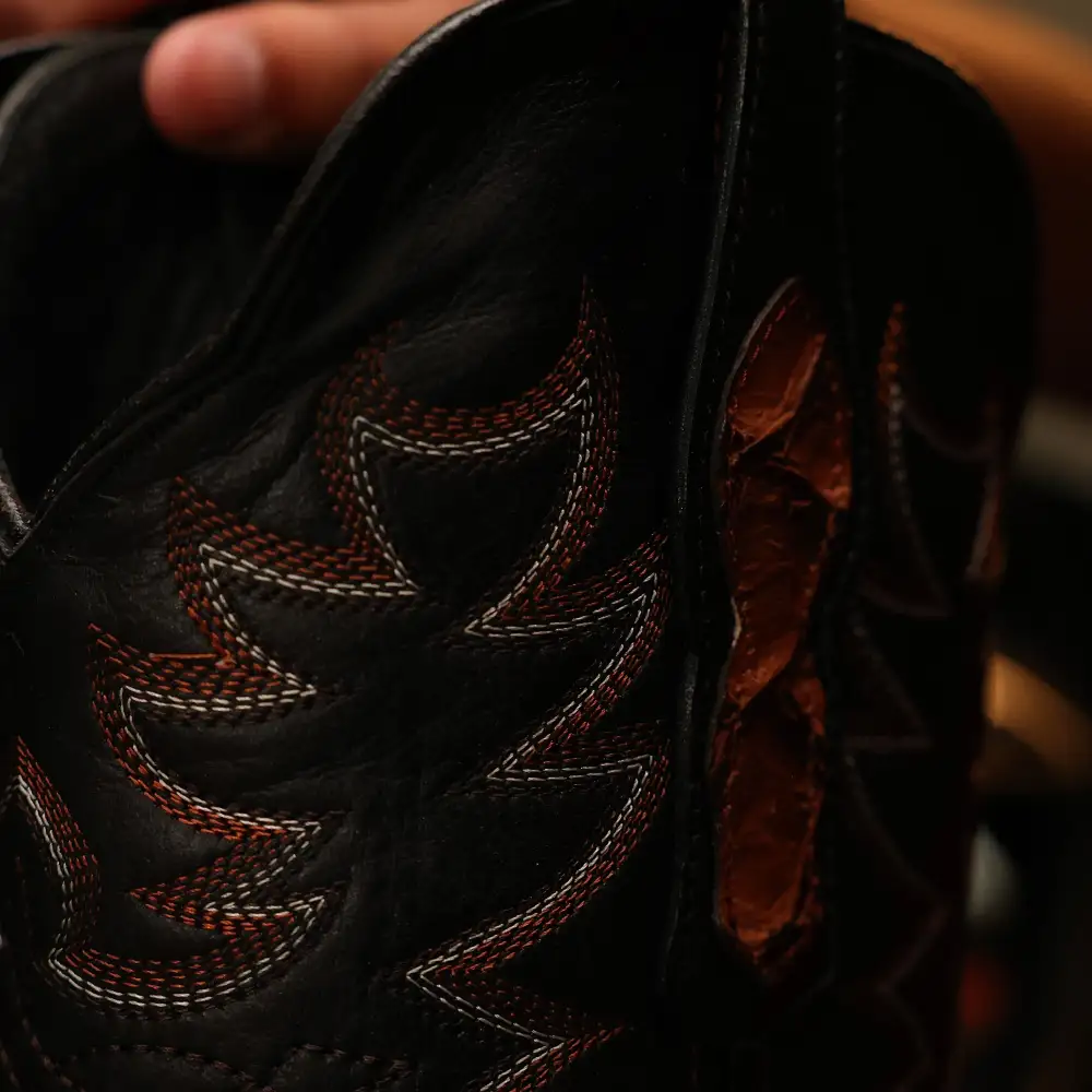 Cognac Pirarucu Leather Boots - Square Toe