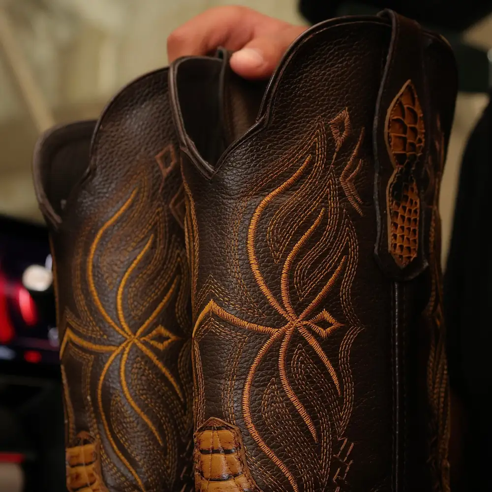 Honey Python Leather Boots — Square Toe