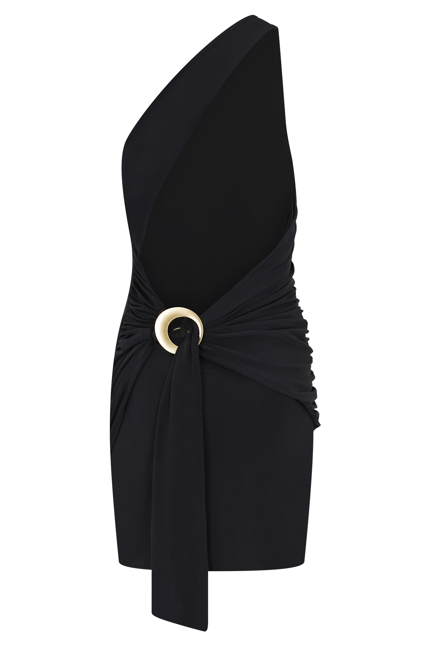 Black Slinky Mini Dress With Hardware