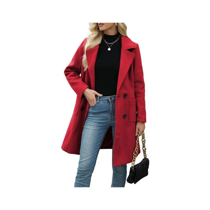 Tynelle Ladies' 8-Color Wool-Blend Mid-Length Lapel Coat