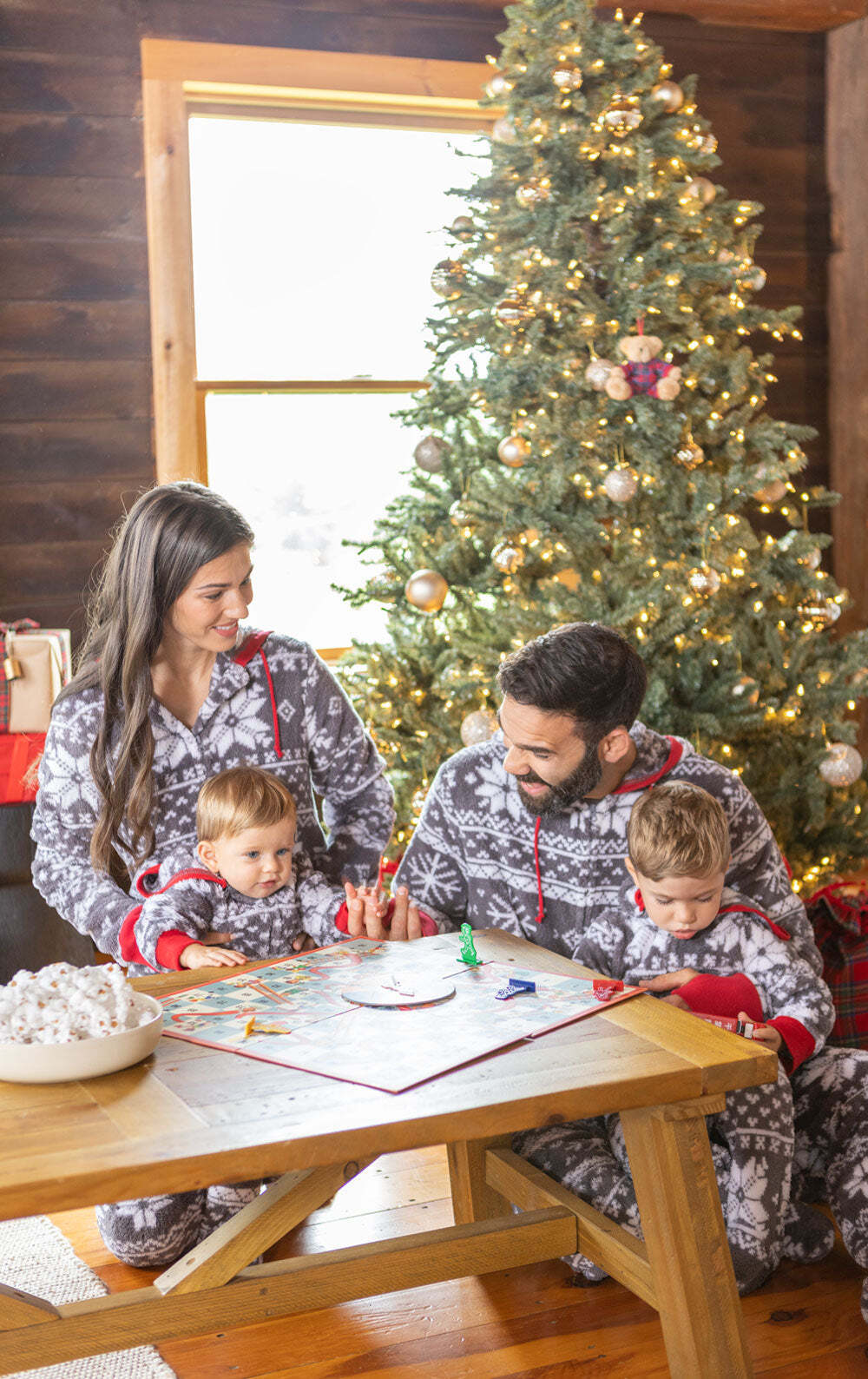Nordic Fleece Hoodie-Footie Matching Family Pajamas
