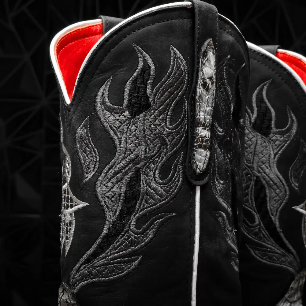 Natural Python Leather Boots - Square Toe