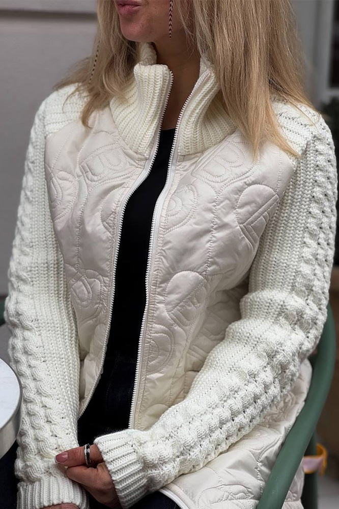 Women's Stylish Knitted Splicing Casual Jacket